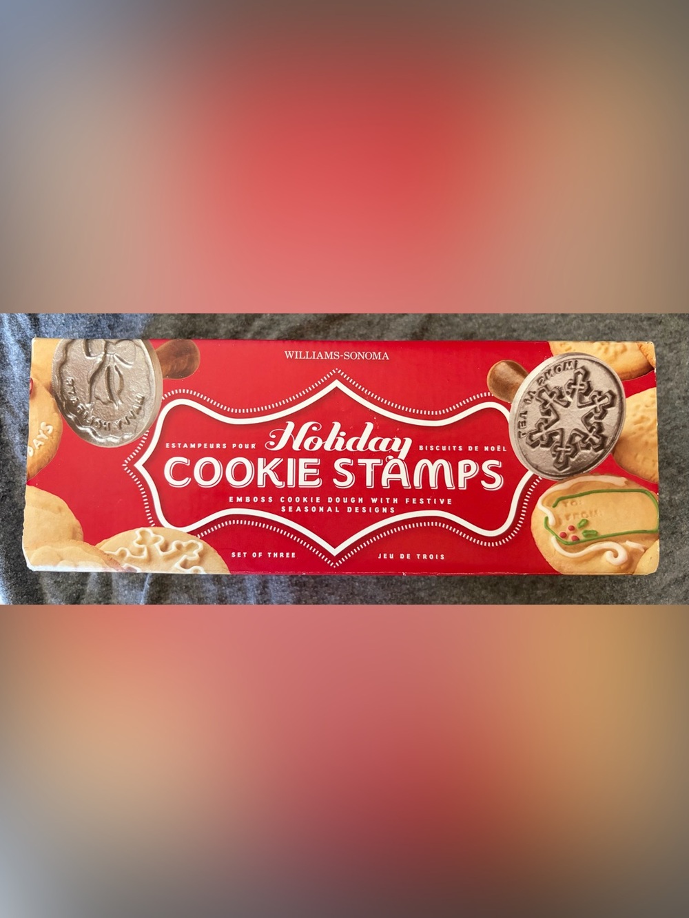 Vintage box of Williams-Sonoma Holiday Cookie Stamps (Set of 3).